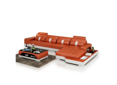 Sofa skórzana kanapa w kształcie litery L Żywy krajobraz Narożnikowa kanapa Ustawić Design Modern Sofa usb Nowość
