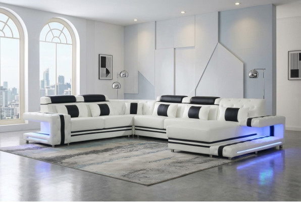 Narożnikowa kanapa Sofa U Shape Couch Podkładka Projektant Skóra Duża skórzana sofa Żywy krajobraz