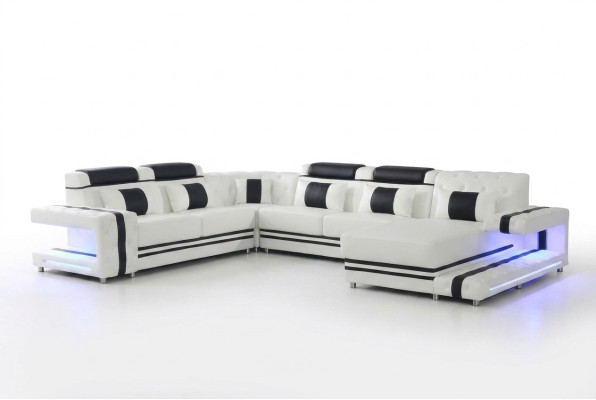 Narożnikowa kanapa Sofa U Shape Couch Podkładka Projektant Skóra Duża skórzana sofa Żywy krajobraz