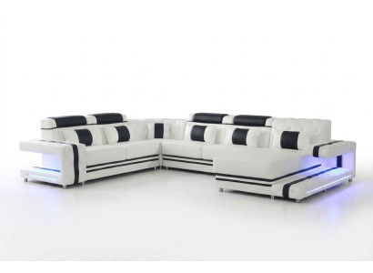 Narożnikowa kanapa Sofa U Shape Couch Podkładka Projektant Skóra Duża skórzana sofa Żywy krajobraz