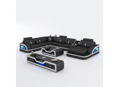 Zestaw narożny skórzana sofa projekt Narożnikowa kanapa luksus Żywy krajobraz led sofa kanapa Podkładka