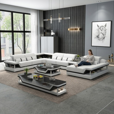 Sofa z USB Designer Żywy krajobraz Kształt U Couch Narożnikowa kanapa Podkładka Ustawić Nowość