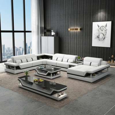Sofa z USB Designer Żywy krajobraz Kształt U Couch Narożnikowa kanapa Podkładka Ustawić Nowość