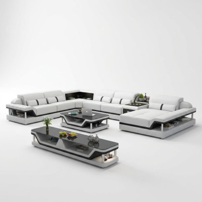 Sofa z USB Designer Żywy krajobraz Kształt U Couch Narożnikowa kanapa Podkładka Ustawić Nowość