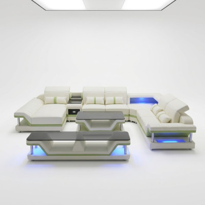 Nowoczesny design Żywy krajobraz Narożnikowa kanapa Sofa Kanapa Podkładka rtv stolik kawowy Skóra