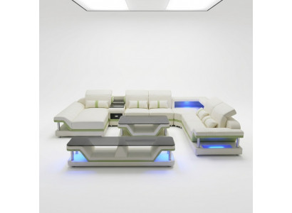 Nowoczesny design Żywy krajobraz Narożnikowa kanapa Sofa Kanapa Podkładka rtv stolik kawowy Skóra
