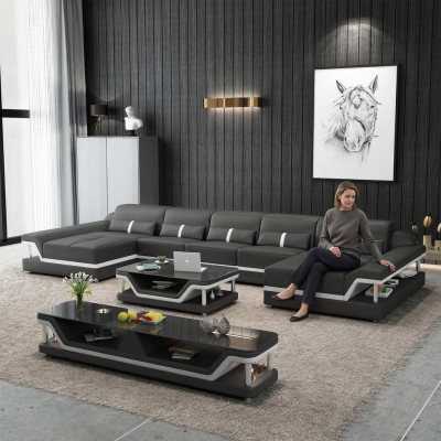 Narożnikowa kanapa Sofa Kanapa Sofa Żywy krajobraz skórzana sofa Skóra Meble salon Ustawić