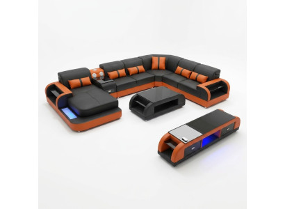Design Zestaw narożny skórzana sofa Narożnikowa kanapa Luxury Żywy krajobraz led sofa kanapa Podkładka