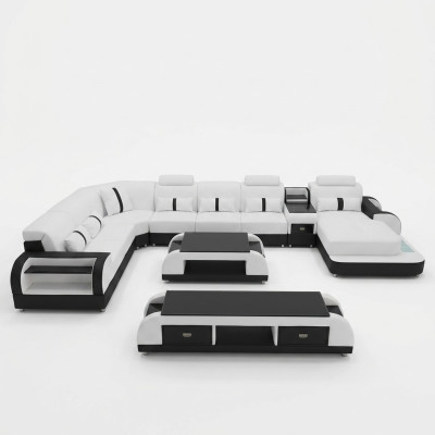Żywe krajobrazy Narożnikowa kanapa Kanapa Ustawić Skóra Podkładka Siedziba Narożnik Sofa USB Dźwięk
