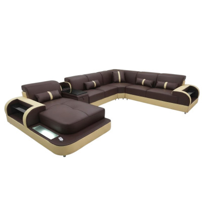 Sofa skórzana Sofa Design Sofa U Shape Żywy krajobraz Couch Podkładka Narożnikowa kanapa Ustawić Nowość