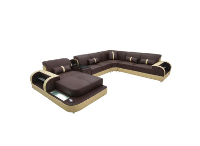 Sofa skórzana Sofa Design Sofa U Shape Żywy krajobraz Couch Podkładka Narożnikowa kanapa Ustawić Nowość