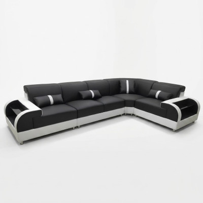 Skórzana sofa w kształcie litery L Żywy krajobraz Narożnikowa kanapa Design Ustawić Modern Sofa USB