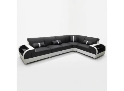Skórzana sofa w kształcie litery L Żywy krajobraz Narożnikowa kanapa Design Ustawić Modern Sofa USB