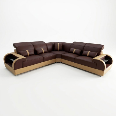 Kanapa Narożnikowa kanapa Skóra Żywy krajobraz Ustawić Design Nowoczesna sofa L-Shape LED USB