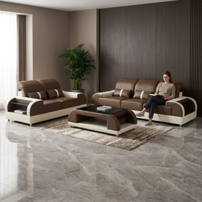 Designerskie Meble Modern 3+3 Siedziba Zestaw sofowy Zestaw Kanapa Siedziba Sofa Sofa Skórzana Nowość