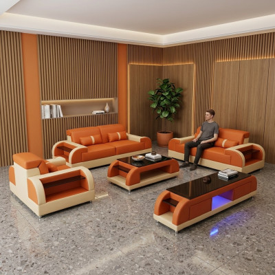 Design Zestaw sofowy 3 2 1 miejsce do siedzenia stolik kawowy 4 szt. Kompletny zestaw USB do salonu