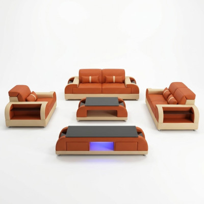 Design Zestaw sofowy 3 2 1 miejsce do siedzenia stolik kawowy 4 szt. Kompletny zestaw USB do salonu