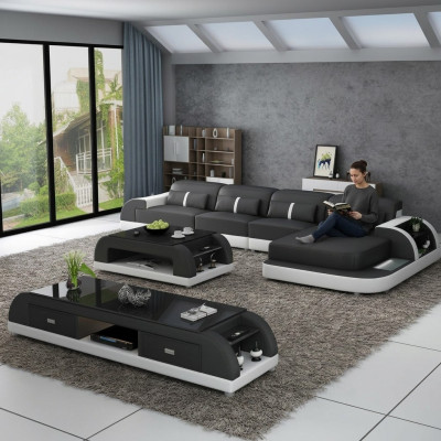 Żywy krajobraz Narożnikowa kanapa Sofa w kształcie litery L Couch Design Couch Skóra Modern Podkładka Nowość