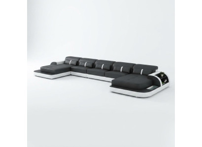 Narożnikowa kanapa skórzana z usb Big U w kształcie Żywy krajobraz sofa kanapa Ustawić led nowa