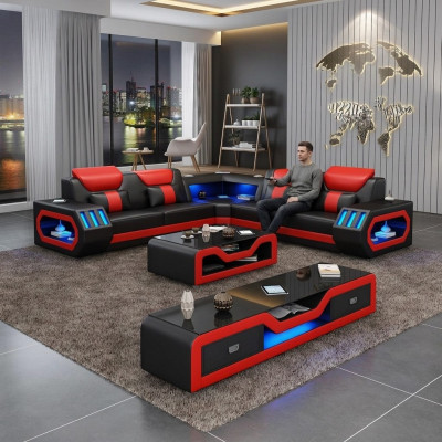 L Shape Designer Żywy krajobraz Podkładka Narożnikowa kanapa Narożnik Ustawić Sofa Couch Narożnik led