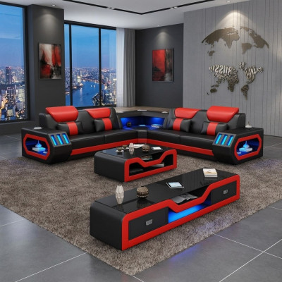 L Shape Designer Żywy krajobraz Podkładka Narożnikowa kanapa Narożnik Ustawić Sofa Couch Narożnik led