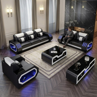 Kompletny zestaw Zestaw sofowy 321 miejsce do siedzenia na stolik kawowy Design Żywy krajobraz 4 sztuki. nowy