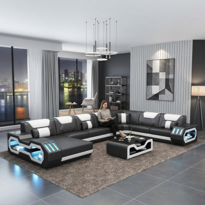 Skórzana sofa Narożnikowa kanapa Ustawić Podkładkę w kształcie litery U Sofa kanapa projekt Zestaw narożnych sof