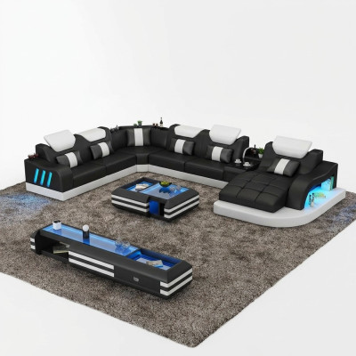 Narożnikowa kanapa Unusual Żywy krajobraz Podkładka Zestaw narożnych kanap kanapowych usb led