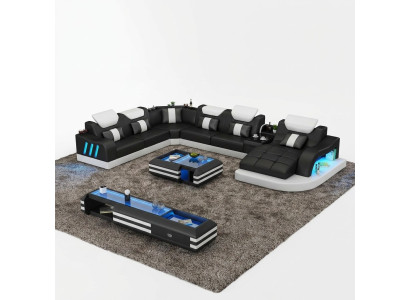Narożnikowa kanapa Unusual Żywy krajobraz Podkładka Zestaw narożnych kanap kanapowych usb led