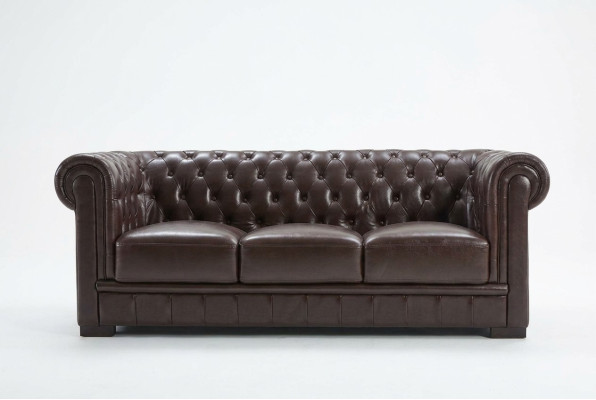 Sofa trzyosobowa Podkładka designerska sofa Nowoczesna trzyosobowa sofa Siedziba Chesterfield brązowa
