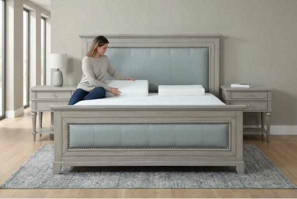 Sypialnia Łóżko Szafki nocne 3 szt. Zestaw Design Luxury łóżko Drewno Podwójne łóżko Nowość