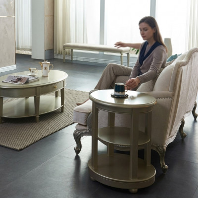 Stolik Tabela Couch Drewno Sofa Bok Designerskie Meble Okrągłe