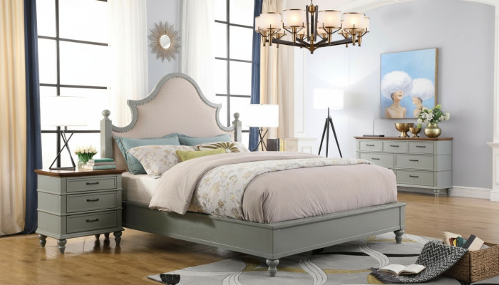 Design Luxury Sypialnia Zestaw Łóżko 2x Szafki nocne Kredens Ustawić łóżko Hotelowe