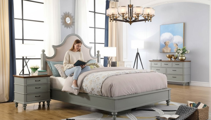 Sypialnia Zestaw Łóżko 2x Stolik nocny konsola łóżka Włókienniczy Double Hotel Podkładka