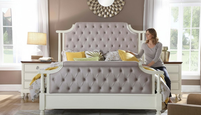 Sypialnia Zestaw Łóżko 2x Stolik nocny 3-częściowy. Założyciel łóżka Time Luxury Chesterfield