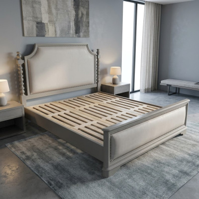 Eleganckie Podwójne łóżko o klasycznym designie I luksusowy Zagłówek