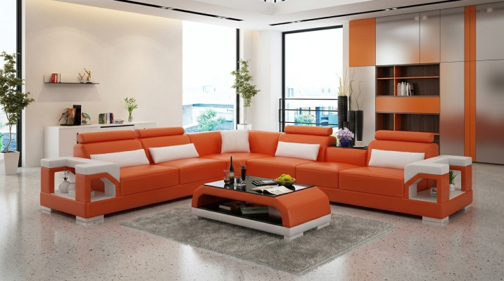 Nowoczesna skórzana sofa kanapa Podkładka Zestaw narożny Narożne sofy kanapy Narożnikowa kanapa + USB