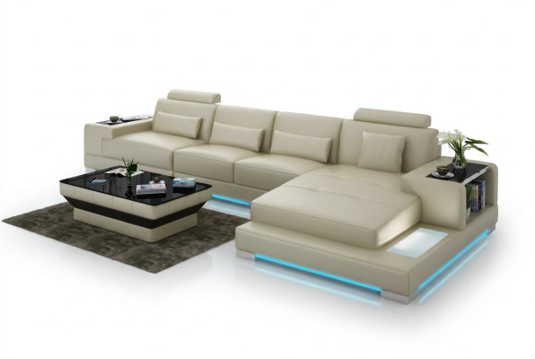 Skórzana sofa kanapa Żywy krajobraz z USB Narożnik kanapa Narożnik Ustawić Design Modern Sofa