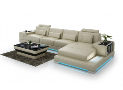 Skórzana sofa kanapa Żywy krajobraz z USB Narożnik kanapa Narożnik Ustawić Design Modern Sofa