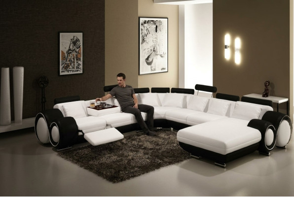 Skóra Sofa z USB Couch XXL Żywy krajobraz Ledercouch Duża Sofa Narożnikowa kanapa