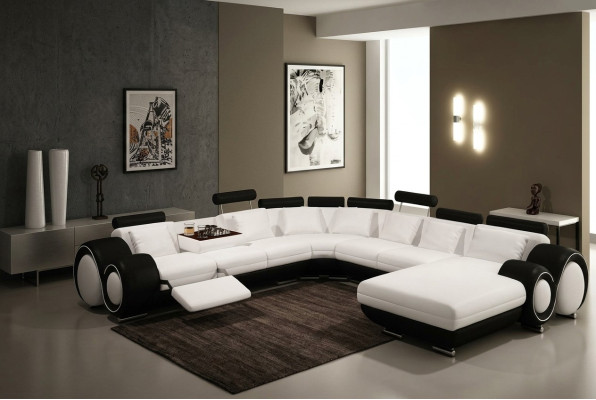 Skóra Sofa z USB Couch XXL Żywy krajobraz Ledercouch Duża Sofa Narożnikowa kanapa