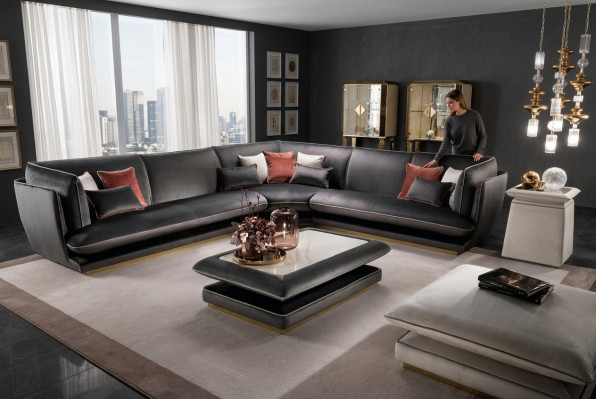 Sofa Kanapa Luksusowa Narożnikowa kanapa Meble Salon Podkładka Design Włókienniczy arredoclassic