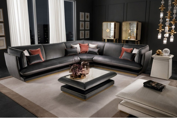 Sofa Kanapa Luksusowa Narożnikowa kanapa Meble Salon Podkładka Design Włókienniczy arredoclassic