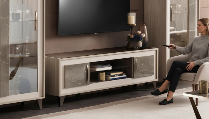 Designerski telewizor rtv Kredens Kredens Side Low Board Szafa Wohn Pokój Półka Luxury