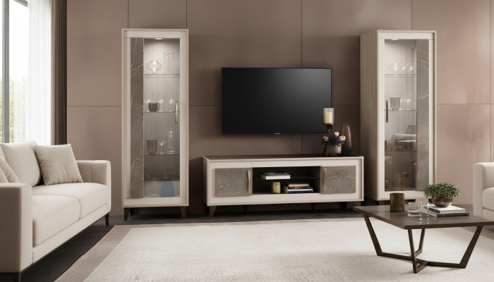 Designerski telewizor rtv Kredens Kredens Side Low Board Szafa Wohn Pokój Półka Luxury