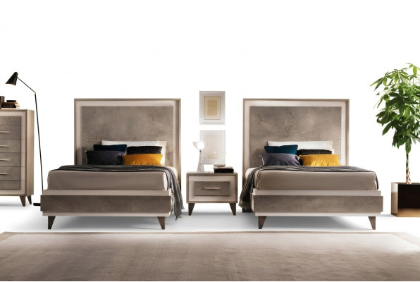 Zestaw Hotelowy 2x łóżka Stolik nocny Design Sypialnia 3-częściowy. Meble arredoclassic