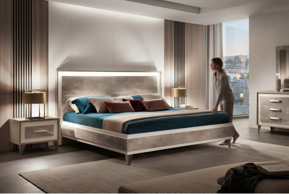 Łóżko 2x Stolik nocny Zestaw Sypialnia 3-częściowy Meble Modern Luxury bed arredoclassic