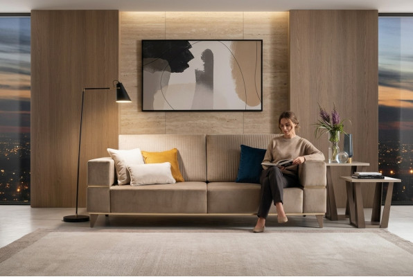 Sofa 3 miejsce do siedzenia Sofa Modern Luxury Podkładka Siedziba Sofy Włókiennicze Beige arredoclassic