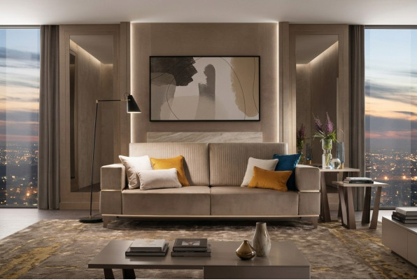 Sofa 3 miejsce do siedzenia Sofa Modern Luxury Podkładka Siedziba Sofy Włókiennicze Beige arredoclassic