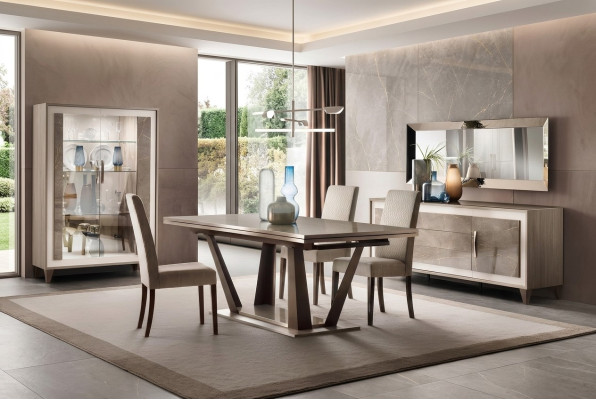 Luksusowe Meble Stół obiadowy Tabela jadalnia Salon Drewno Stal nierdzewna Design stoły Nowość